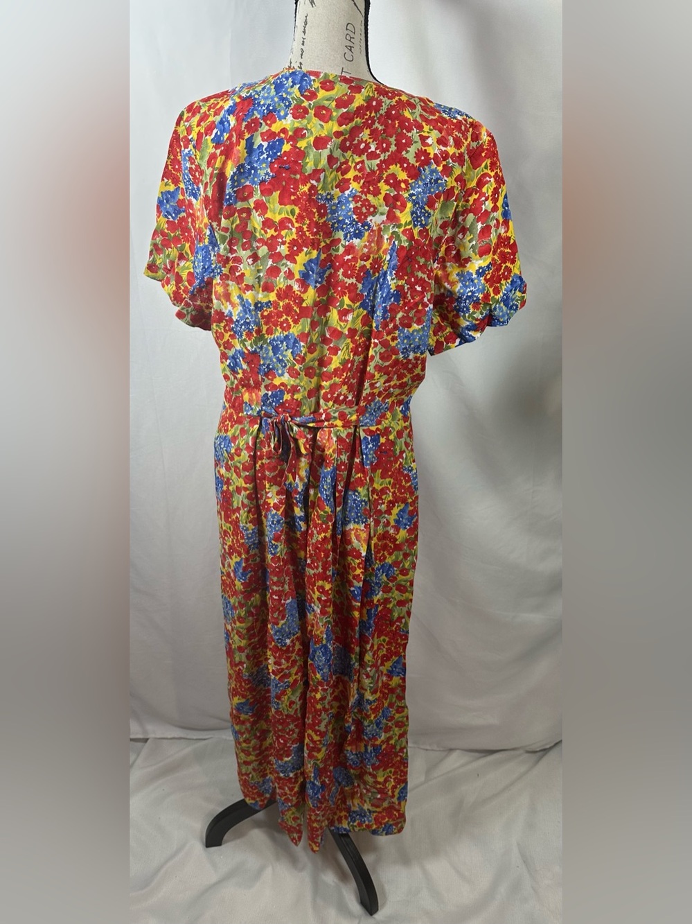ZAZA Floral Multicolor Dress - Red, Blue & Yellow Bloom Print - Picture 4 of 10